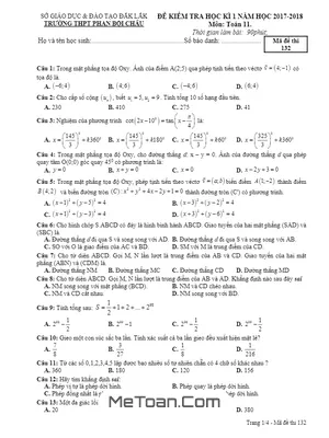 Đề thi HK1 Toán 11 năm 2017 - 2018 trường THPT Phan Bội Châu - Đắk Lắk (có đáp án)