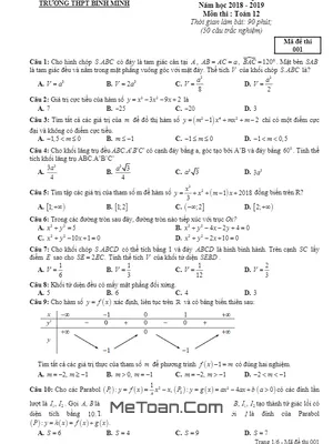 Đề thi thử THPTQG 2019 môn Toán trường THPT Bình Minh – Ninh Bình lần 1