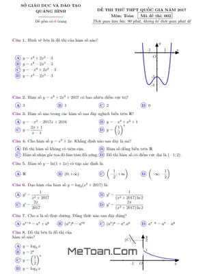Đề thi thử THPT Quốc gia 2017 môn Toán - Sở GD&ĐT Quảng Bình