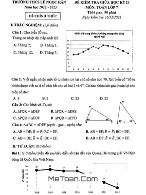 Đề Thi Giữa Kỳ 2 Môn Toán Lớp 7 Năm 2022 - 2023 Trường THCS Lê Ngọc Hân - Hà Nội