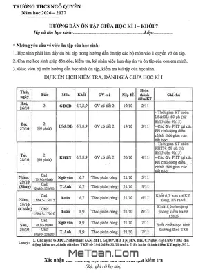 Đề Cương Ôn Tập Giữa Học Kỳ 1 Toán 7 Năm 2026-2027 Trường THCS Ngô Quyền - Hà Nội