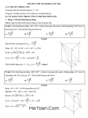Trắc nghiệm Thể Tích Khối Lăng Trụ Lớp 12: Phương Pháp & Bài Tập Có Đáp Án
