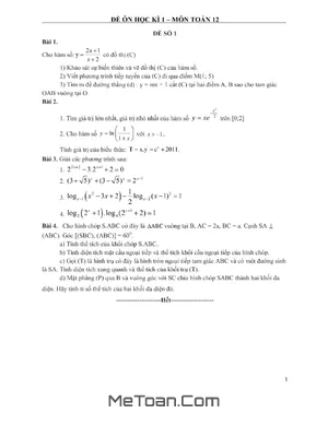 10 đề thi thử HK1 lớp 12 môn [Tên môn học] có đáp án năm [Năm học]