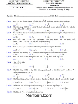 Đề thi thử THPT Quốc gia 2023 môn Toán lần 1 trường THPT Ninh Giang - Hải Dương