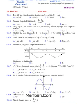 Đề thi thử THPT Quốc gia 2020 môn Toán lần 1 trường Tư Nghĩa 1 Quảng Ngãi