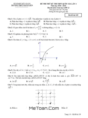 Đề thi thử Toán THPT QG 2019 trường THPT Ngô Sĩ Liên - Bắc Giang lần 4 có đáp án