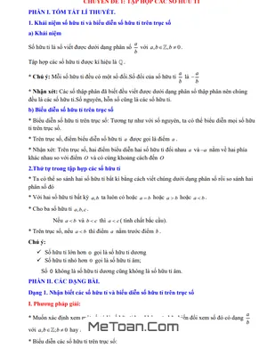 Chuyên Đề Tập Hợp Các Số Hữu Tỉ Toán 7 - Tóm Tắt Lý Thuyết Và Bài Tập