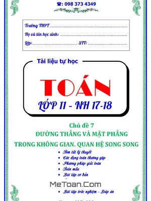 Đường Thẳng Và Mặt Phẳng Trong Không Gian, Quan Hệ Song Song - Trần Quốc Nghĩa