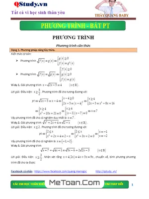 Cẩm Nang Giải Toán: Chuyên Đề Phương Trình Và Bất Phương Trình Của Thầy Mẫn Ngọc Quang