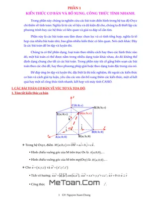 Các Bài Toán Chọn Lọc Trong Hệ Tọa Độ Oxyz (Phần 1) - Nguyễn Xuân Chung