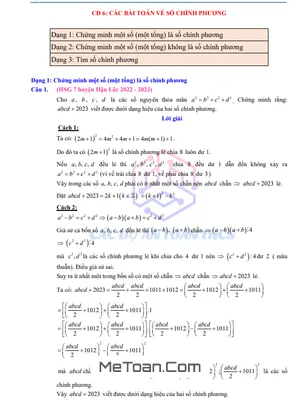 Bí Kíp Chinh Phục Bài Toán Số Chính Phương Trong Đề Thi Học Sinh Giỏi Toán 7