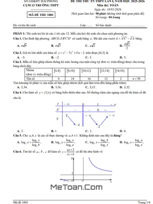 Đề Thi Thử Tốt Nghiệp THPT 2026 Lần 1 Môn Toán Cụm 13 Trường THPT – Hải Phòng