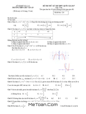 Đề Thi Thử THPT Quốc Gia 2017 Môn Toán Trường THPT Chu Văn An - Gia Lai