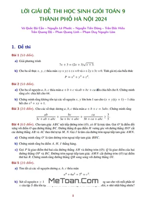 Đề thi học sinh giỏi Toán 9 năm 2023 - 2024 sở GD&ĐT Hà Nội