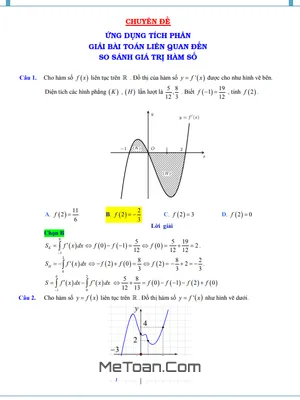 Ứng Dụng Tích Phân Giải Bài Toán So Sánh Giá Trị Hàm Số