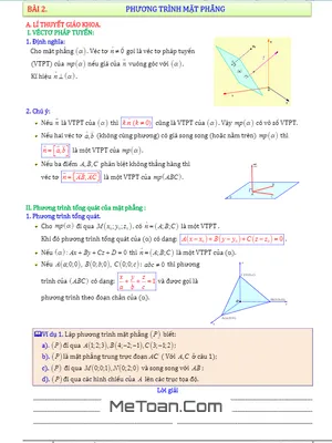 Bài Toán Phương Trình Mặt Phẳng – Diệp Tuân - Hình Học 12