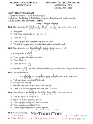 Đề Cương Ôn Tập Giữa Kì 2 Toán 8 Năm 2022 - 2023 Trường THCS Nghĩa Tân - Hà Nội