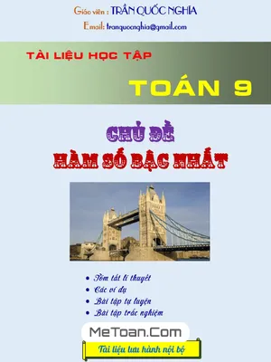 Tài Liệu Ôn Tập Hàm Số Bậc Nhất Toán 9 - Trần Quốc Nghĩa