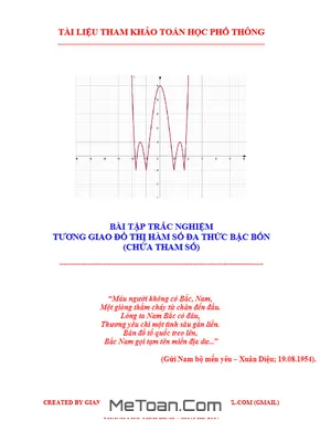 131 Bài Tập Trắc Nghiệm Tương Giao Đồ Thị Hàm Số Đa Thức Bậc Bốn (Chứa Tham Số) - Lương Tuấn Đức