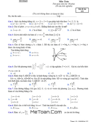 Đề thi thử Toán THPTQG 2018 trường Huỳnh Thúc Kháng – Khánh Hòa lần 3