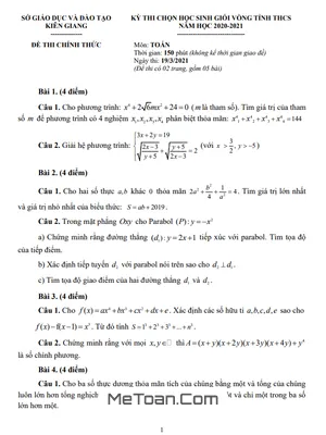 Đề thi HSG Tỉnh Toán THCS năm 2020-2021 Sở GD&ĐT Kiên Giang