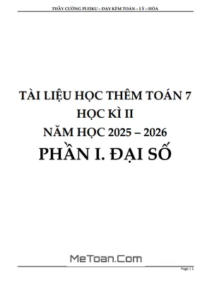 Tài Liệu Học Thêm Toán 7 Sách Cánh Diều Học Kì 2 - Thầy Phan Duy Cường
