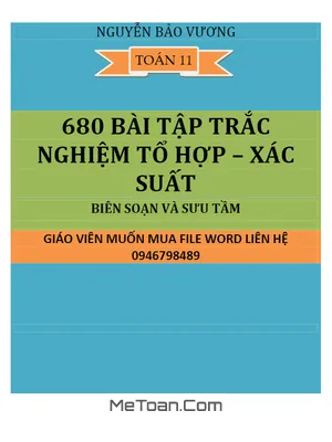 680 Bài Tập Trắc Nghiệm Tổ Hợp - Xác Suất Nguyễn Bảo Vương