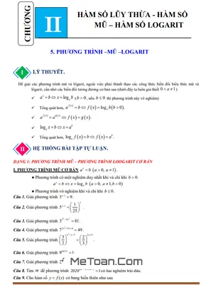 Cẩm Nang Phương Trình Mũ Và Phương Trình Lôgarit Lớp 12