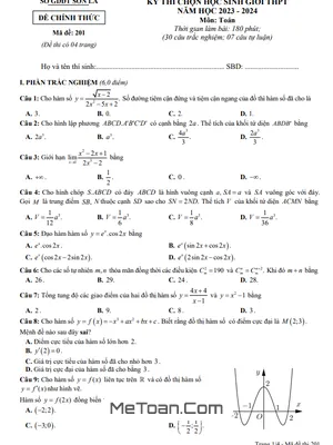 Đề thi chọn HSG Toán THPT năm 2023 - 2024 sở GD&ĐT Sơn La (có đáp án)