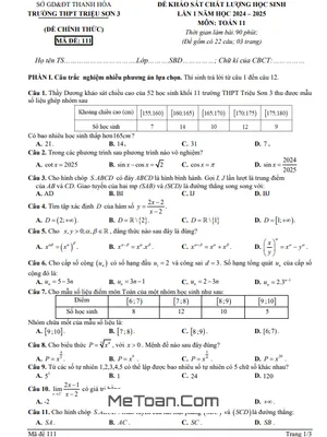 Đề khảo sát Toán 11 lần 1 năm học 2024 - 2025 trường THPT Triệu Sơn 3 - Thanh Hóa