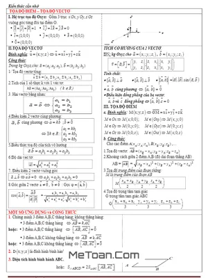 Bài Tập Trắc Nghiệm Ôn Tập Chương Phương Pháp Tọa Độ Trong Không Gian - Nguyễn Tấn Phong