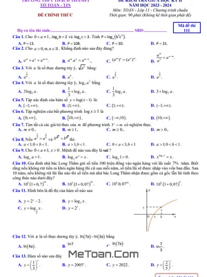 Đề thi giữa kỳ 2 Toán 11 năm 2023 - 2024 trường THPT Thạch Thành 1 - Thanh Hóa