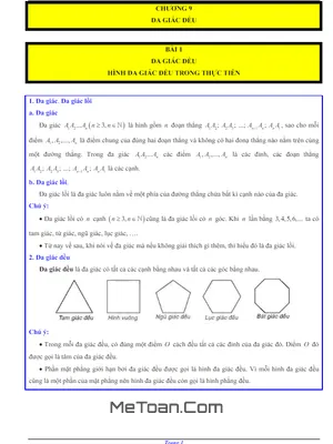 Bài Tập Đa Giác Đều Toán 9 Cánh Diều Có Lời Giải