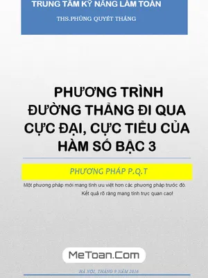 Phương Pháp Viết Nhanh Phương Trình Đường Thẳng Qua Cực Trị Hàm Bậc 3