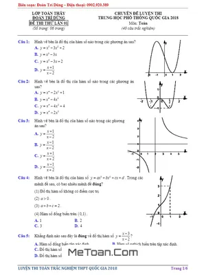 Đề Thi Thử THPT Quốc Gia 2018 Môn Toán - Đoàn Trí Dũng Lần 1