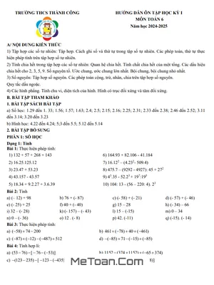 Ôn Tập Học Kì 1 Toán Lớp 6 Năm 2024 - 2025 Trường THCS Thành Công - Hà Nội