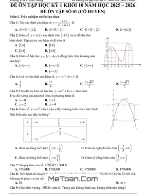 Đề cương ôn tập HK1 Toán 10 năm 2025 – 2026 trường THPT Linh Trung – TP HCM