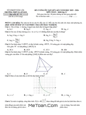 Đề cương giữa kì 2 Toán 11 năm 2025 – 2026 trường THPT Ea H’Leo – Đắk Lắk