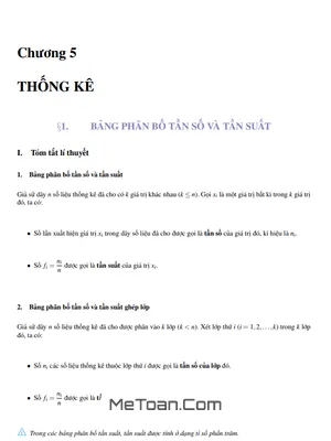 Lý thuyết, dạng toán và bài tập Thống kê lớp 10