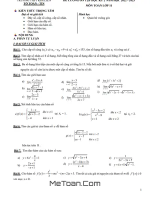 Đề cương ôn tập học kỳ 2 Toán 11 năm 2022 - 2023 trường THPT Kim Liên - Hà Nội