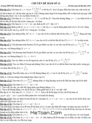 Tuyển Tập 33 Bài Toán Khảo Sát Hàm Số Lớp 12 - THPT Đốc Binh Kiều
