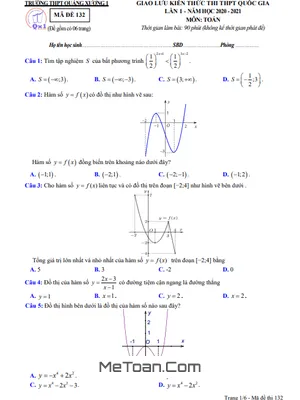 Đề thi thử Toán THPT Quốc gia 2021 lần 1 trường THPT Quảng Xương 1 – Thanh Hóa