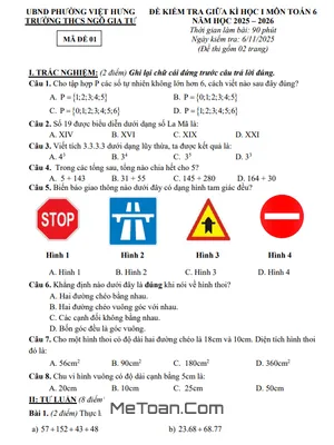 Đề Thi Giữa Kì 1 Toán 6 Năm Học 2025-2026 THCS Ngô Gia Tự, Hà Nội (Có Đáp Án)