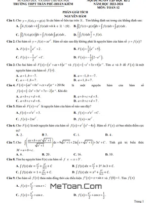 Ôn tập học kì 2 Toán 12 năm 2023 - 2024 trường THPT Trần Phú - Hà Nội - Đề cương chi tiết