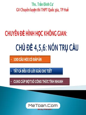 Chuyên Đề Mặt Nón - Mặt Trụ - Mặt Cầu - Trần Đình Cư