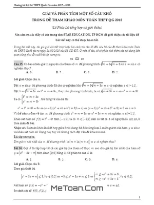 Giải và phân tích câu khó trong đề tham khảo Toán THPTQG 2018 - Lê Phúc Lữ