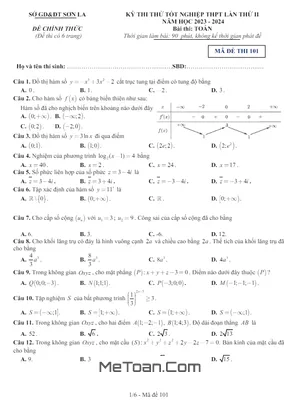 Đề thi thử tốt nghiệp THPT 2024 môn Toán lần 2 sở GD&ĐT Sơn La