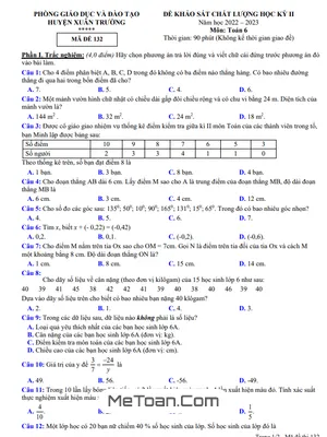 Đề thi học kỳ 2 Toán lớp 6 năm 2022 - 2023 phòng GD&ĐT Xuân Trường - Nam Định