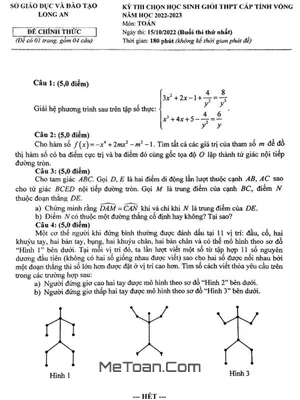 Đề thi chọn học sinh giỏi Toán THPT cấp tỉnh năm 2022 – 2023 sở GD&ĐT Long An