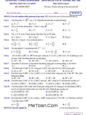 Đề giữa kỳ 2 Toán 11 năm 2024 – 2025 trường THPT số 1 An Nhơn – Bình Định